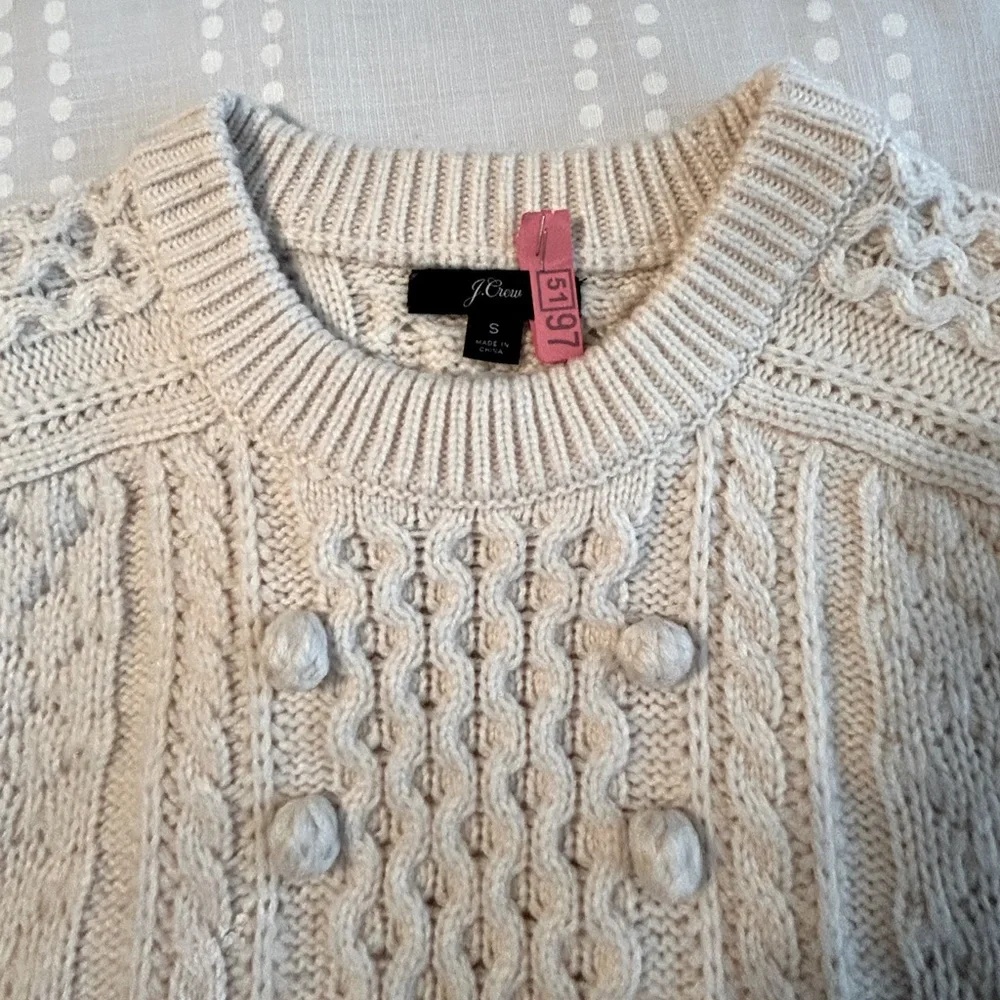 J. Crew Cream Cable Knit Sweater - Sz S - EUC - Picture 2 of 10